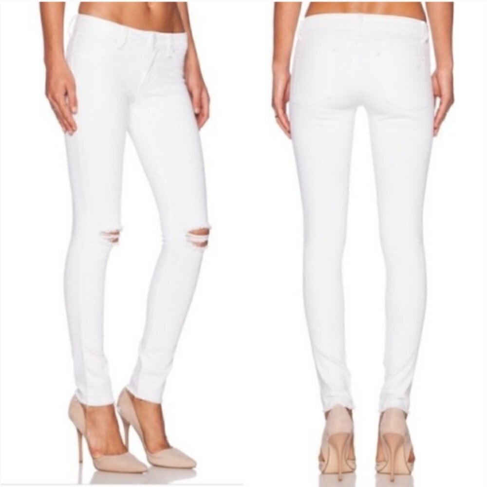 DL1961 Emma Power Legging Dawson White Skinny Destroyed Knee Jeans